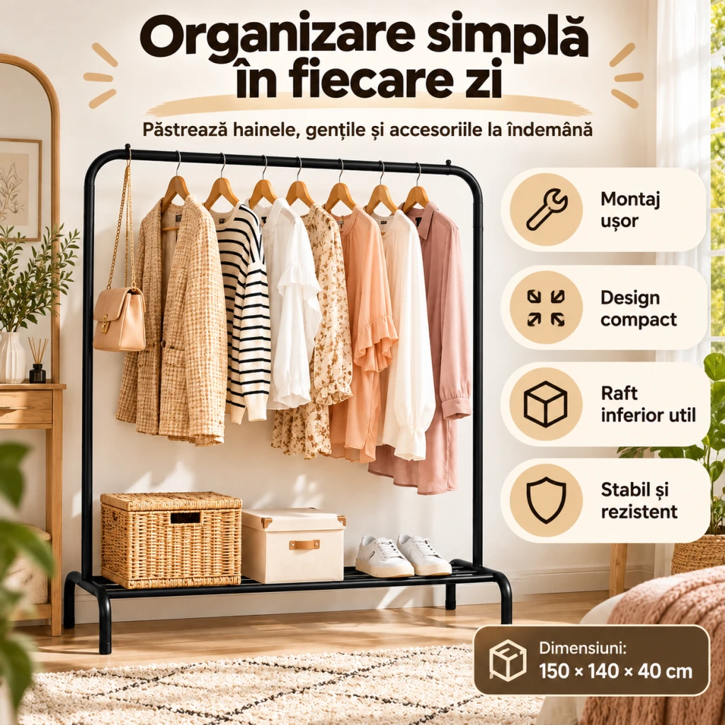 Cuier(suport) pentru haine 150*140*40cm negru (at26182-1-2n) 2