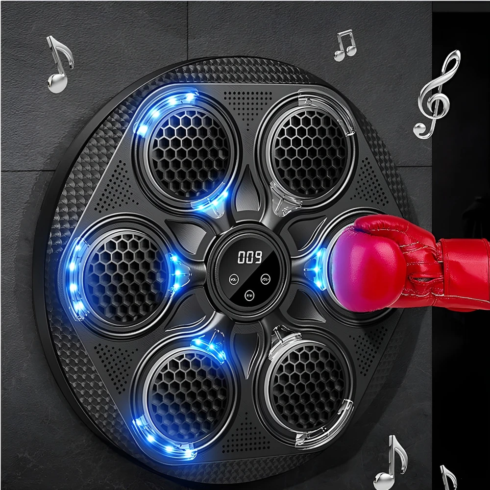 Musical boxing target machine with display for kids, black 3