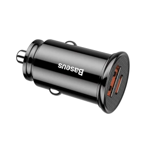 Baseus car charger 1*usb-a+1*type-c 30w, black Thumbnail 3