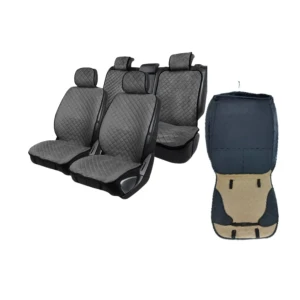 Huse auto universale din catifea de culoarea negru cu albastru