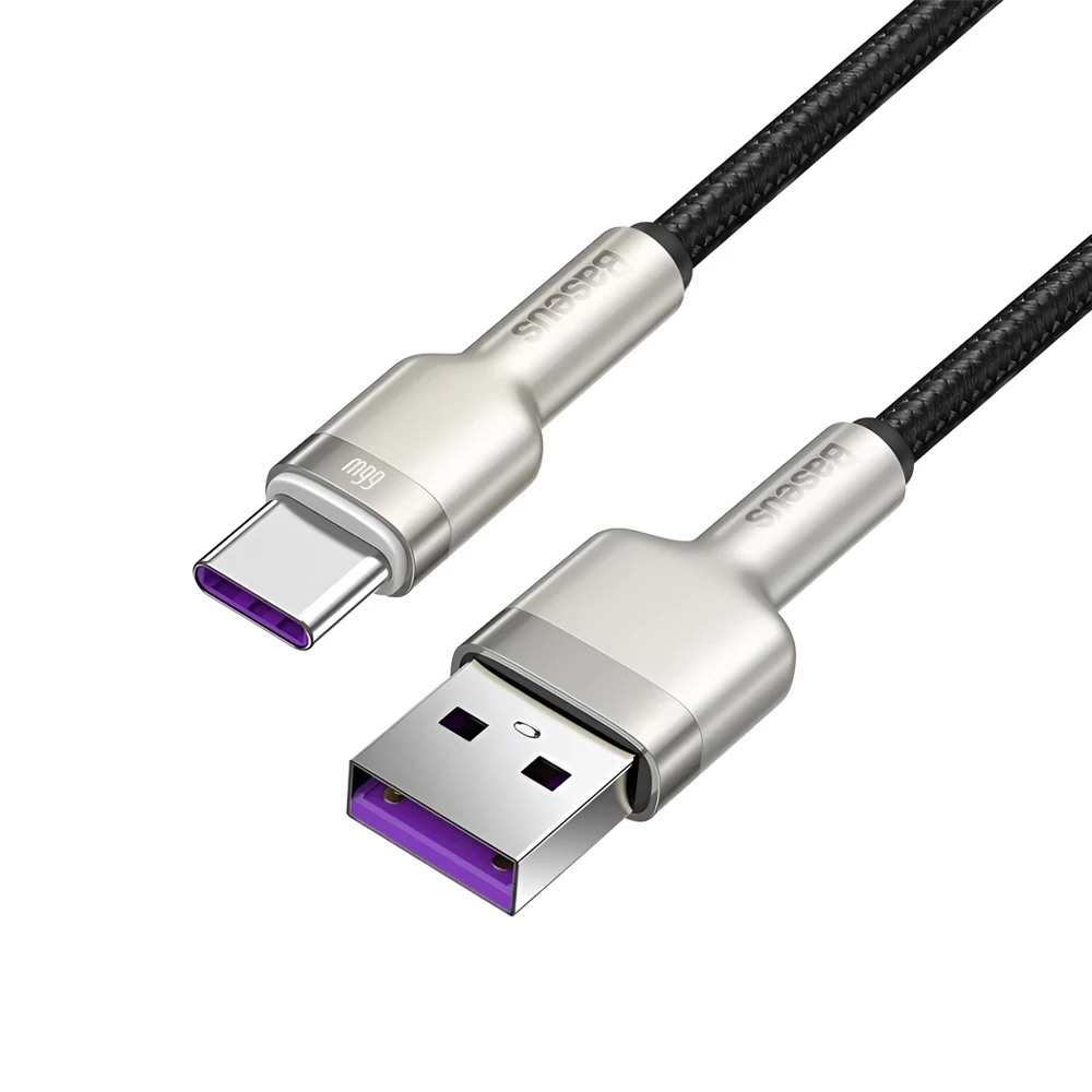 Baseus cable usb-a to type-c 66w, 3a, 1m, metal, cafule series, black 2