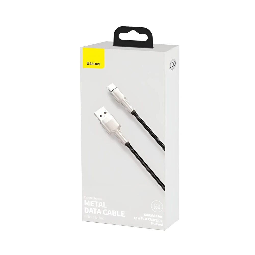 Baseus cable usb-a to type-c 66w, 3a, 1m, metal, cafule series, black 3