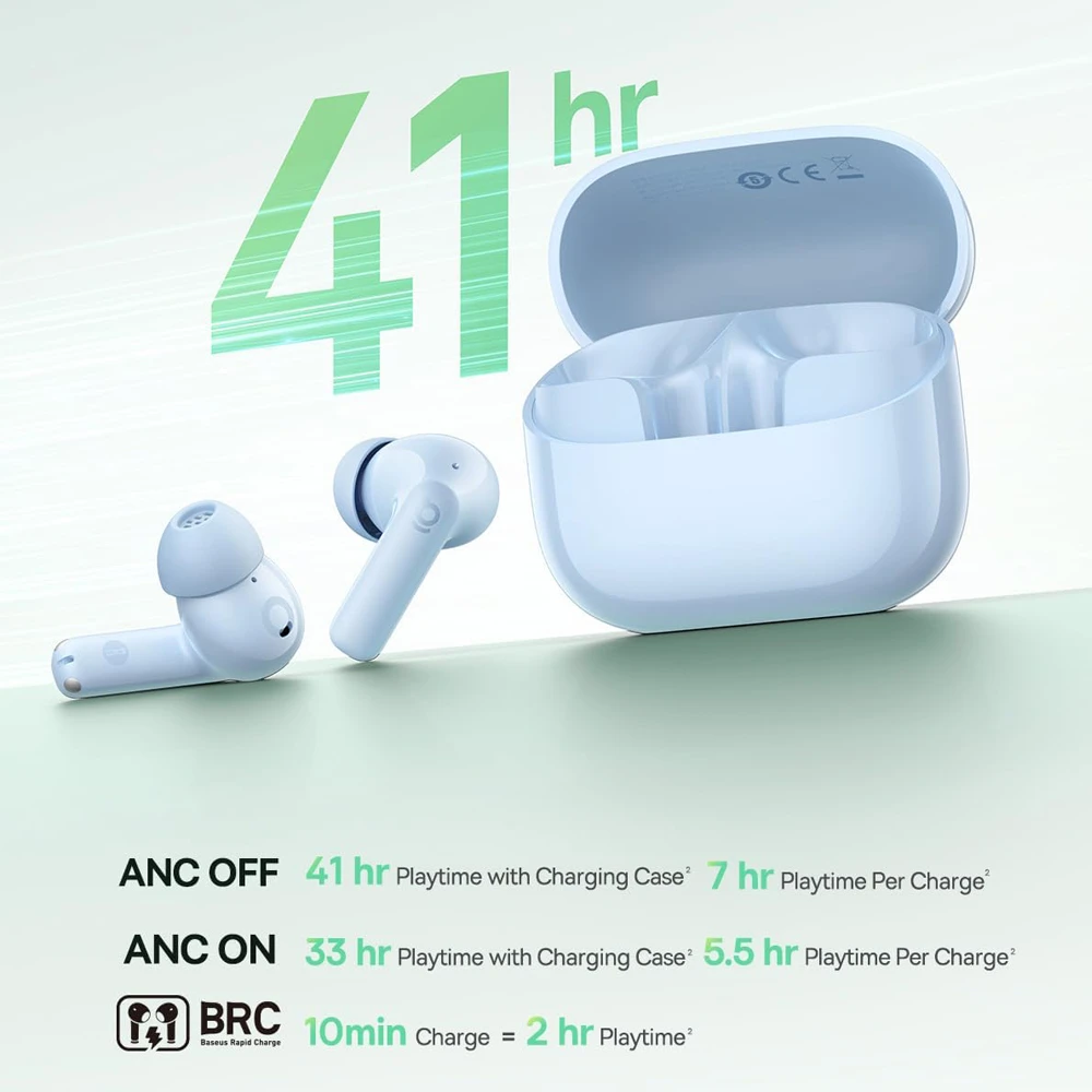 Baseus in-ear true wireless earbuds bass bp1 nc, blue 2