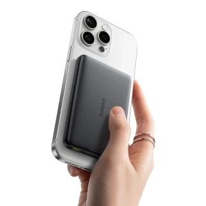 Power bank baseus 10000mah 27w с кабелем type-c 0.3м, picogo am41 ультратонкий qi2 магнитный, cosmic black Thumbnail 3