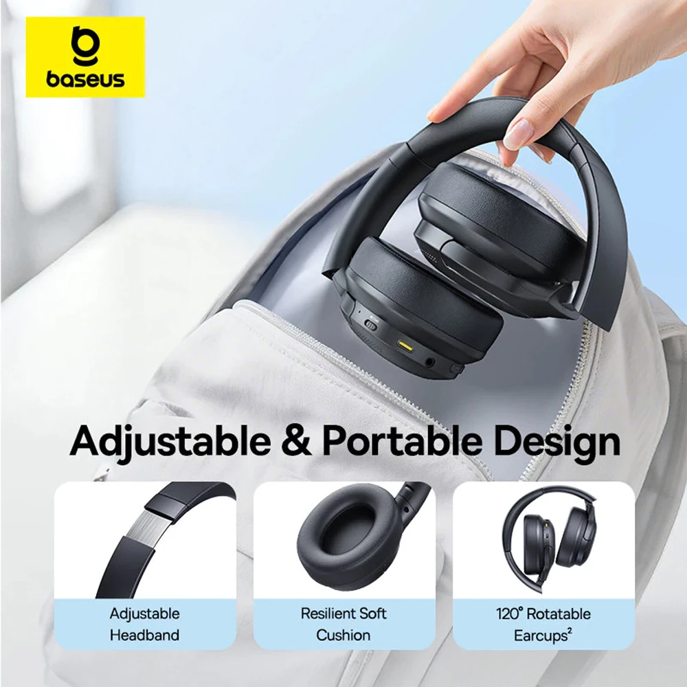 Baseus wireless headphones bass bh1 lite, cosmic black 3