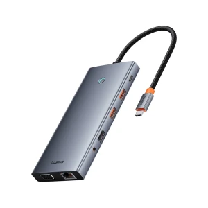 Baseus hub 13in1 type-c to usb-c to hdmi 4k@60hz*2+dp 4k@60hz*1+vga*1+usb3.1*2+type-c3.1*1+usb2.0*1+pd*1+rj45*1+sd/tf*1+3, portaljo series, space gray Thumbnail 2
