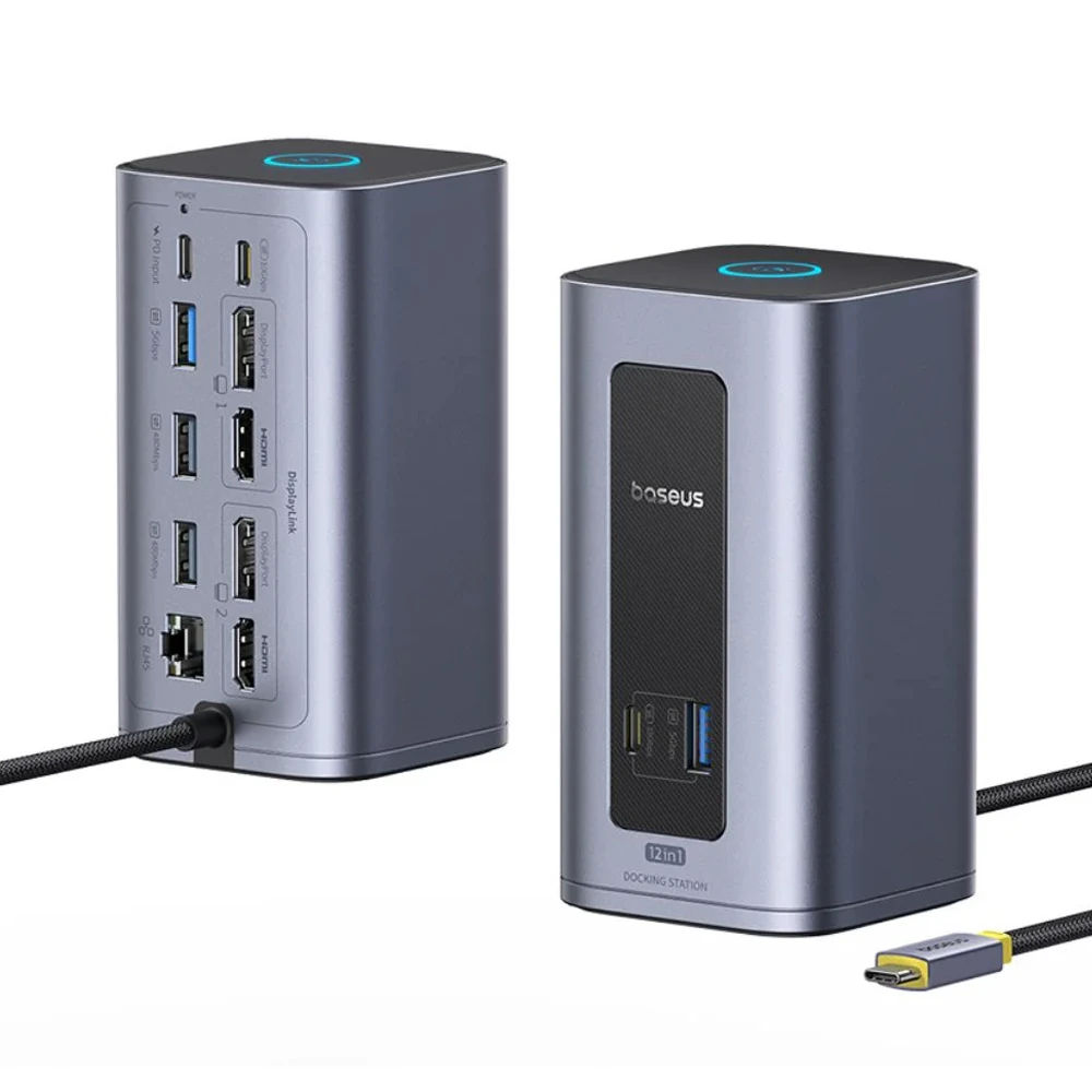 Baseus ds type-c  to 2*hdmi 2k@60+2*dp2k@60+2*usb-c (10gbps)+2*usb-a (5gbps)+2*usb-a (480mbps)+rj45+pd 100w spacemate rd1 air, space grey 2