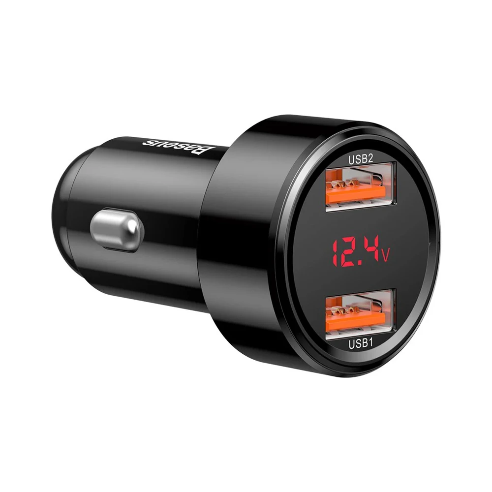 Baseus car charger 1*usb-a+1*usb-a 45w, magic series, digital display, black 2