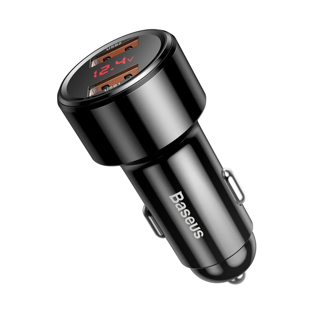 Baseus car charger 1*usb-a+1*usb-a 45w, magic series, digital display, black 3
