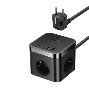 Baseus power strip cube 30w 3ac+2*usb-a+2*type-c 1,5m, powercombo cube, cluster black Thumbnail 2