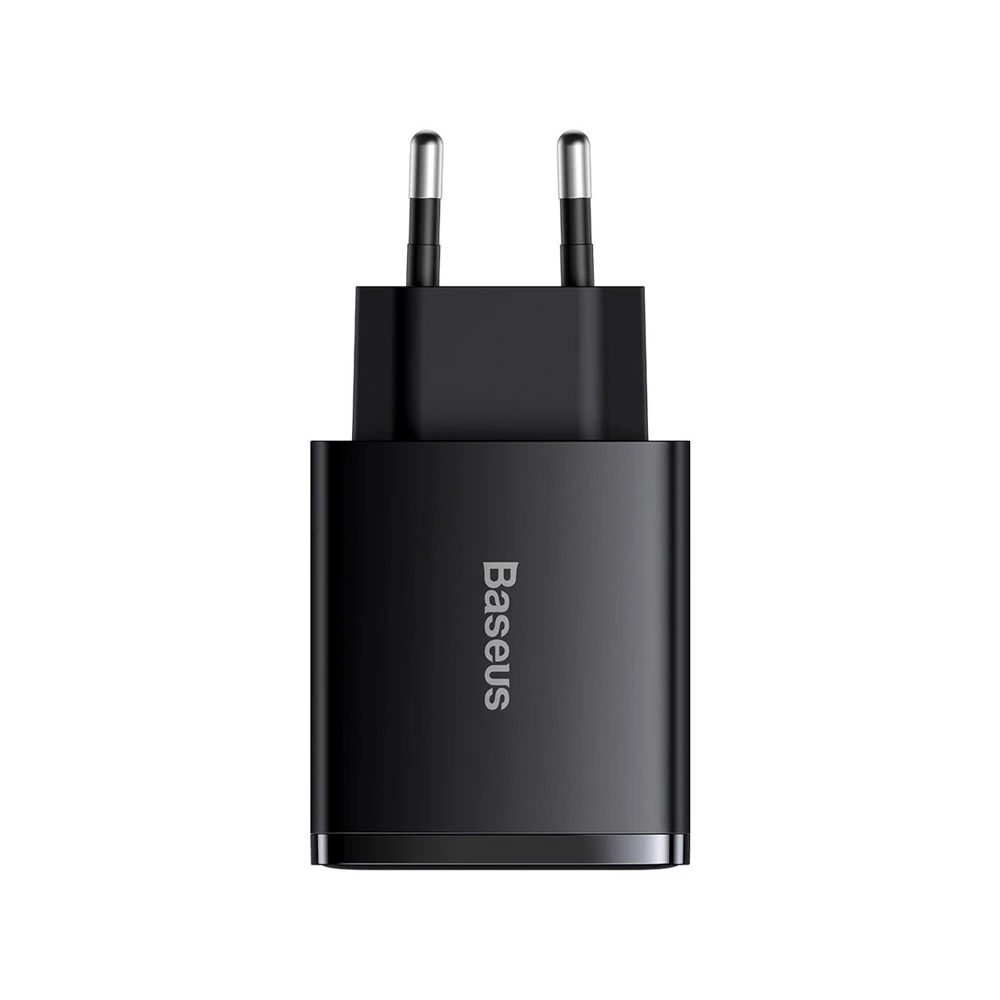 Baseus wall charger 2*usb-a+1*type-c, compact series, black 2