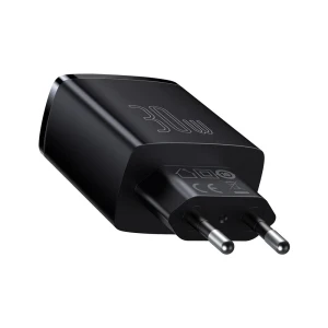 Baseus wall charger 2*usb-a+1*type-c, compact series, black Thumbnail 3