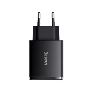 Baseus wall charger 2*usb-a+1*type-c, compact series, black Thumbnail 2