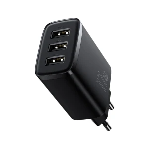 Baseus wall charger 3*usb-a, compact series, black