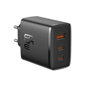 Baseus wall charger gan 2*type-c+1*usb-a 65w, cube pro series, cluster black Thumbnail 2