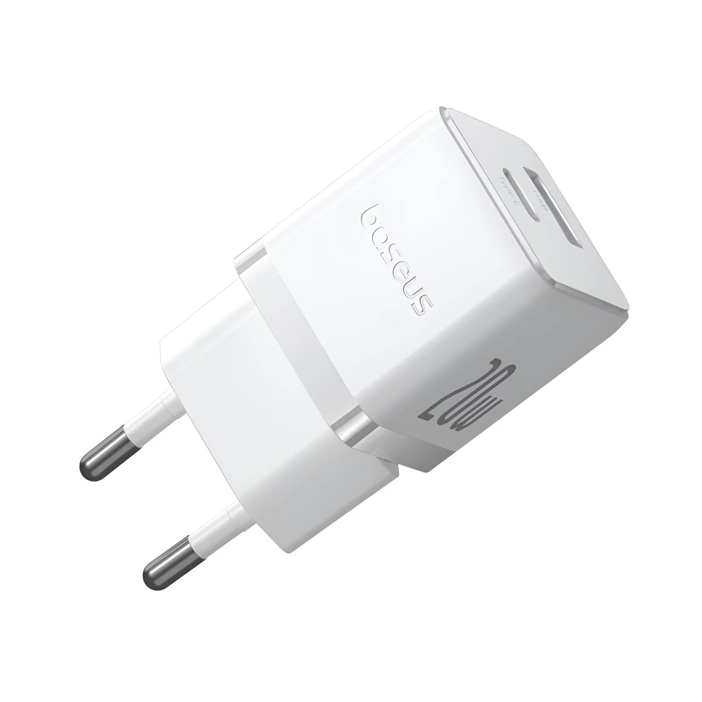 Baseus wall charger gan 1*type-c+1*usb-a 20w, palm series, moon white 2