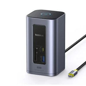 Baseus ds type-c to 2*hdmi 4k@60hz+2*usb-c (10gbps)+2*usb-a (5gbps)+2*usb-a (480mbps)+1*rj45+sd/tf 3.0+1*usb-c (pd), space grey
