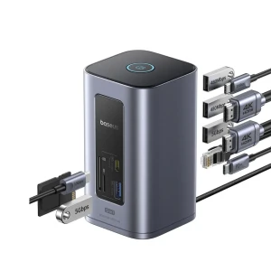 Baseus ds type-c to 2*hdmi 4k@60hz+2*usb-c (10gbps)+2*usb-a (5gbps)+2*usb-a (480mbps)+1*rj45+sd/tf 3.0+1*usb-c (pd), space grey Thumbnail 4