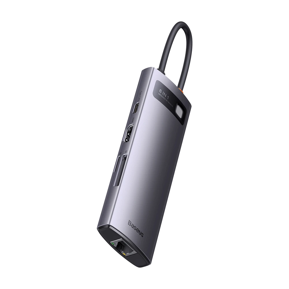Baseus hub 4in1 type-c to 4+usb-a, metal gleam series, space gray 3