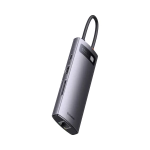 Baseus hub 8in1 type-c to 1* hdmi4k@60hz+3*usb-a 3.0+pd*1+rj45*1+sd/tf*1, metal gleam series, space gray Thumbnail 3