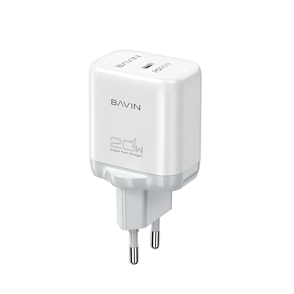 Bavin wall charger pd 20w fast charge + cable type-c to type-c, white 2