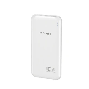 Bavin power bank 10000mah, quick charging, dual usb output, white