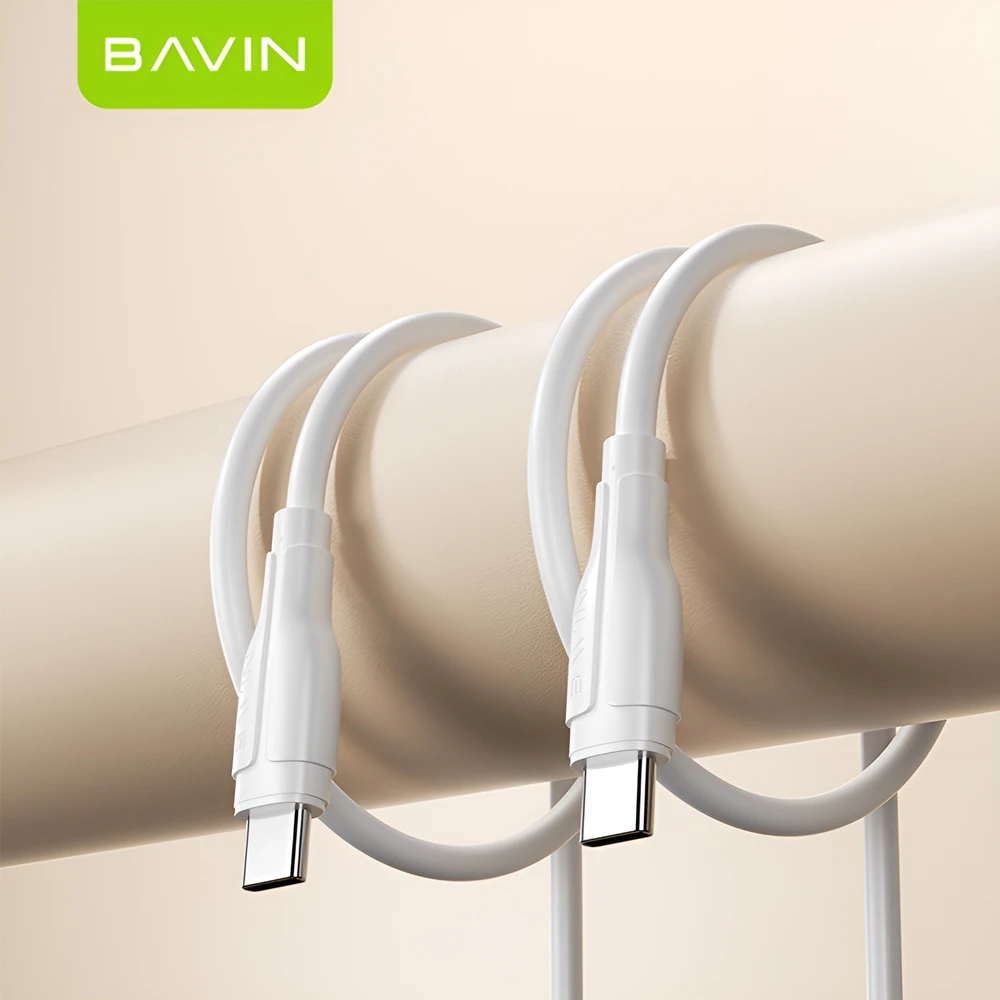 Bavin charging & data cable type-c to type-c, tpe, 1m, 18w, white 2