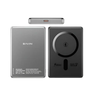 Bavin magnetic wireless power bank 5000mah, 15w magsafe compatible, ultra-slim, grey Thumbnail 2
