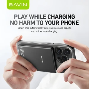 Bavin magnetic wireless power bank 5000mah, 15w magsafe compatible, ultra-slim, grey Thumbnail 3