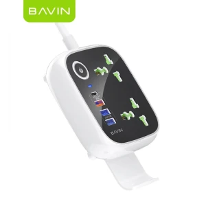 Bavin power socket, 3 outlets + 1 type-c pd 20w + 3 usb qc 3.0, child protection, 1.5m, black Thumbnail 2