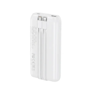 Bavin power bank 20000mah, 22.5w fast charging, built-in dual cables, led display, white Thumbnail 2