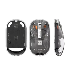 Bavin wireless transparent mouse, dual mode (bluetooth + 2.4g), 400mah battery, silent design, black Thumbnail 2
