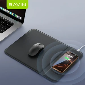 Bavin office essential mouse pad with 15w wireless charger, smart safety chip, black Thumbnail 2