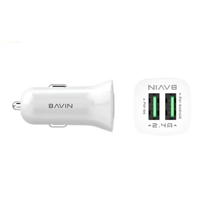 Bavin car charger dual usb 2.4a, intelligent output, white Thumbnail 2