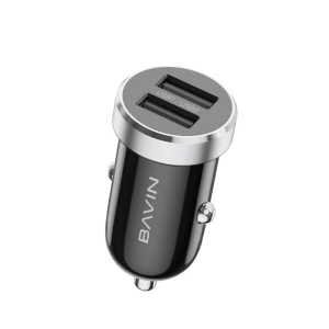 Bavin car charger dual usb universal + cable micro-usb, 2.4a,12w, black