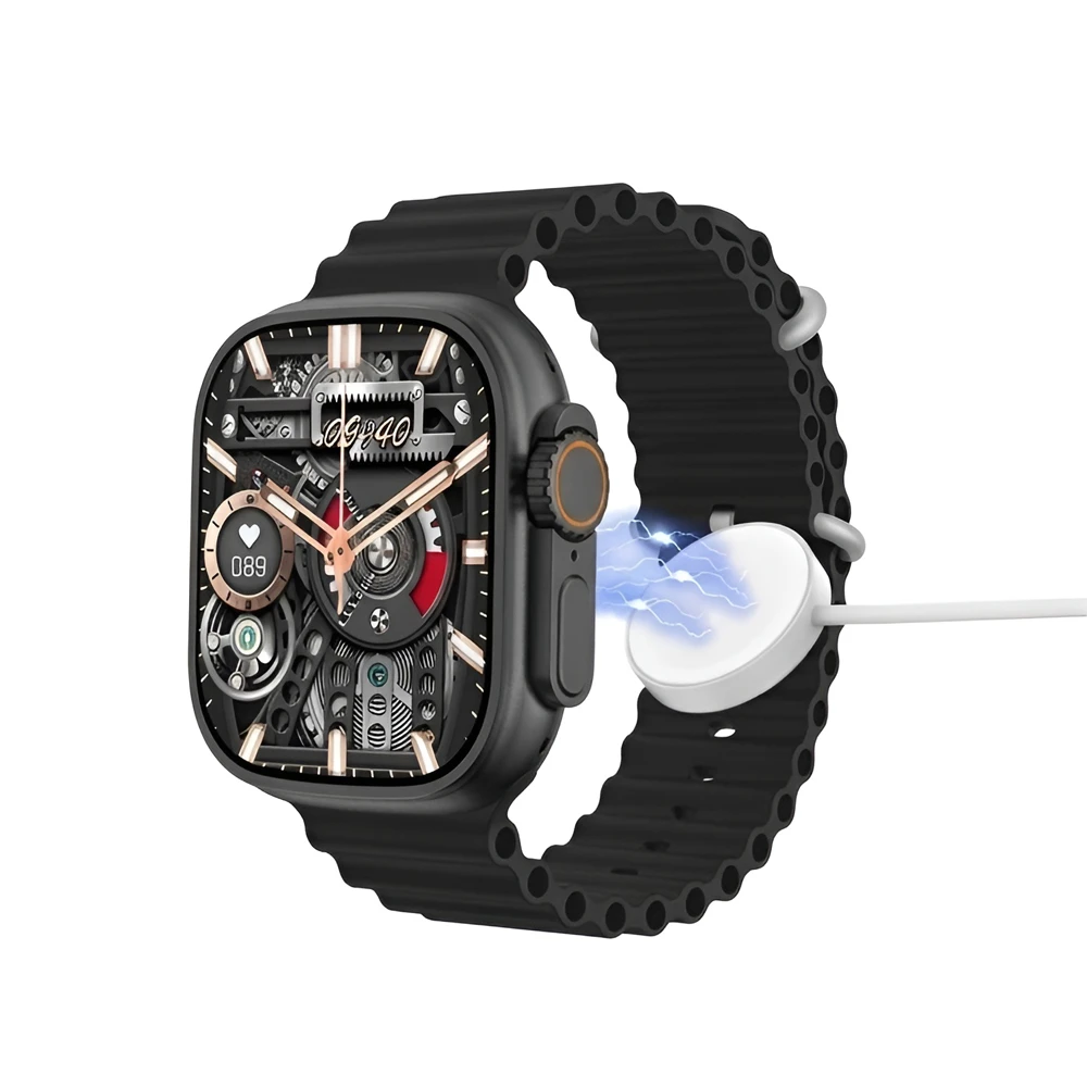 Bavin smart watch ultra 2.1" hd, 120hz, nfc, wireless charging + extra strap, black 3