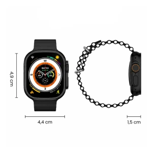 Bavin smart watch ultra 2.1" hd, 120hz, nfc, wireless charging + extra strap, black Thumbnail 2