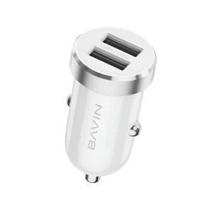 Bavin car charger dual usb universal + cable micro-usb, 2.4a,12w, white Thumbnail 2