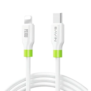 Bavin charging & data cable type-c to lightning, silicone, 1m, 60w, white