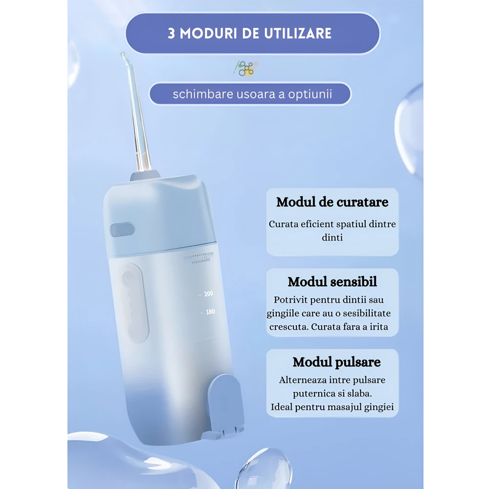 Bomstom electric water flosser 200ml 3 modes compact telescopic, blue 3