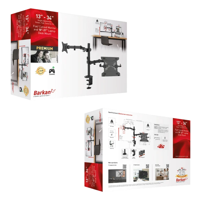Suport birou pentru monitoare barkan m141lt, negru 2