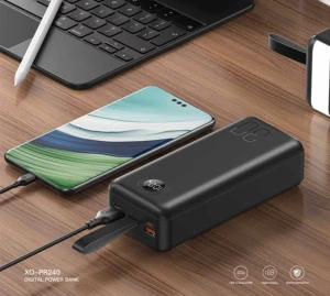 Încărcător rapid digital xo pr240 usb-c 20w/usb-a 22.5w 30000mah (cu lumină led) negru
