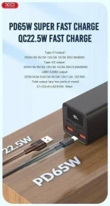 Baterie externă xo pb97 pd65w pentru laptop 20000mah negru Thumbnail 4