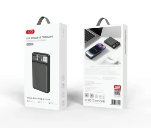 Baterie externă magnetică metalică xo pr294 cu încărcare rapidă (încărcare wireless 15w + usb-c 20w) 10000mah gri Thumbnail 2