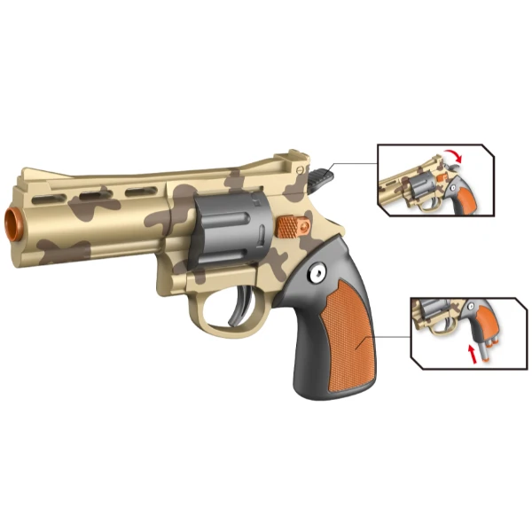 Revolver mecanic cu gloanțe moi, galben 5