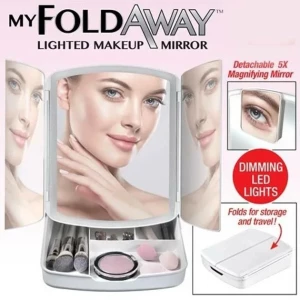 ЗЕРКАЛО ДЛЯ МАКИЯЖА С РАЗДЕЛОМ ДЛЯ ХРАНЕНИЯ И С ПОДСВЕТКОЙ LED (БЕЛАЯ)