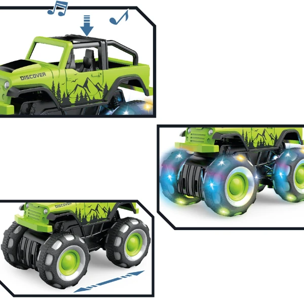 1:32 monster truck cu inerție (lumină/sunet), verde 5