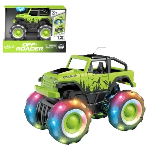 1:32 monster truck cu inerție (lumină/sunet), verde