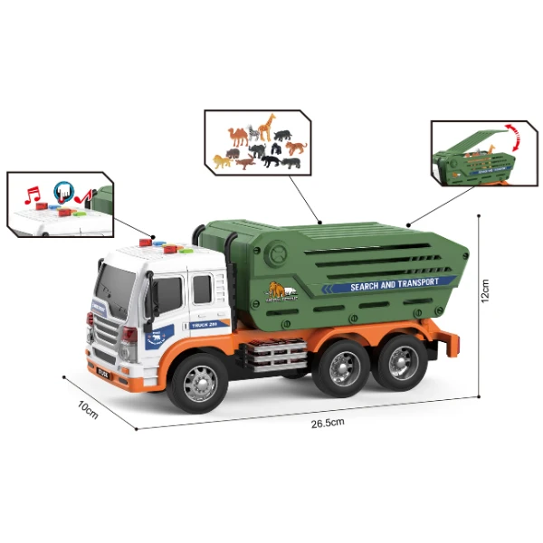 1:16 camion de salvare pentru transportarea animalelor cu fricțiune (lumini /sunete) 8