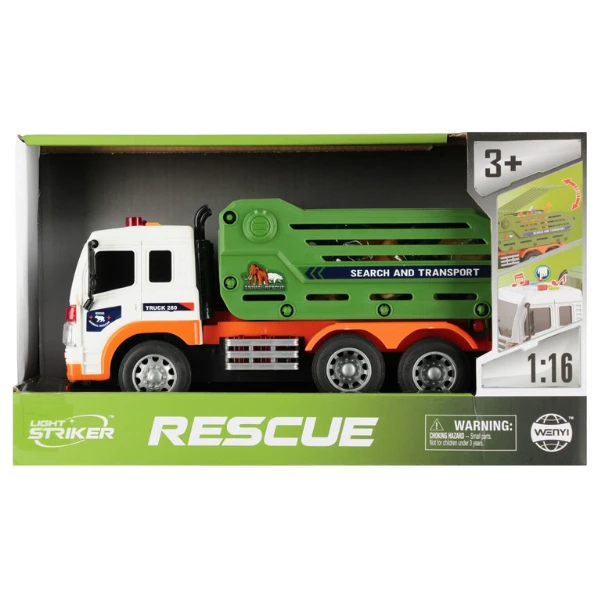 1:16 camion de salvare pentru transportarea animalelor cu fricțiune (lumini /sunete) 3